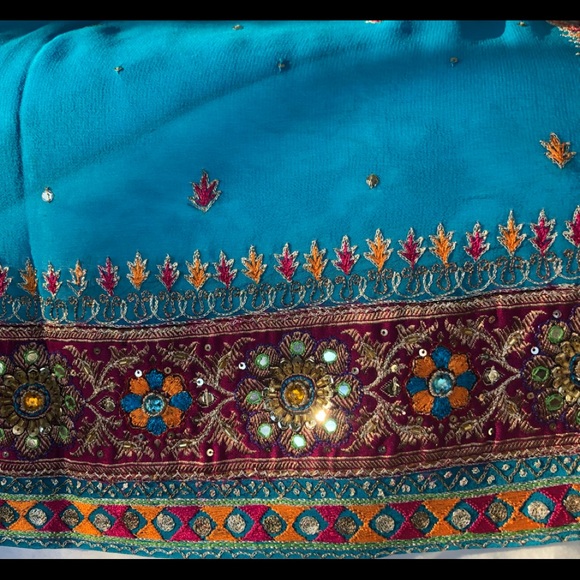 Aqua georgette crepe blend Saree Vintage [firm] - Picture 13 of 13